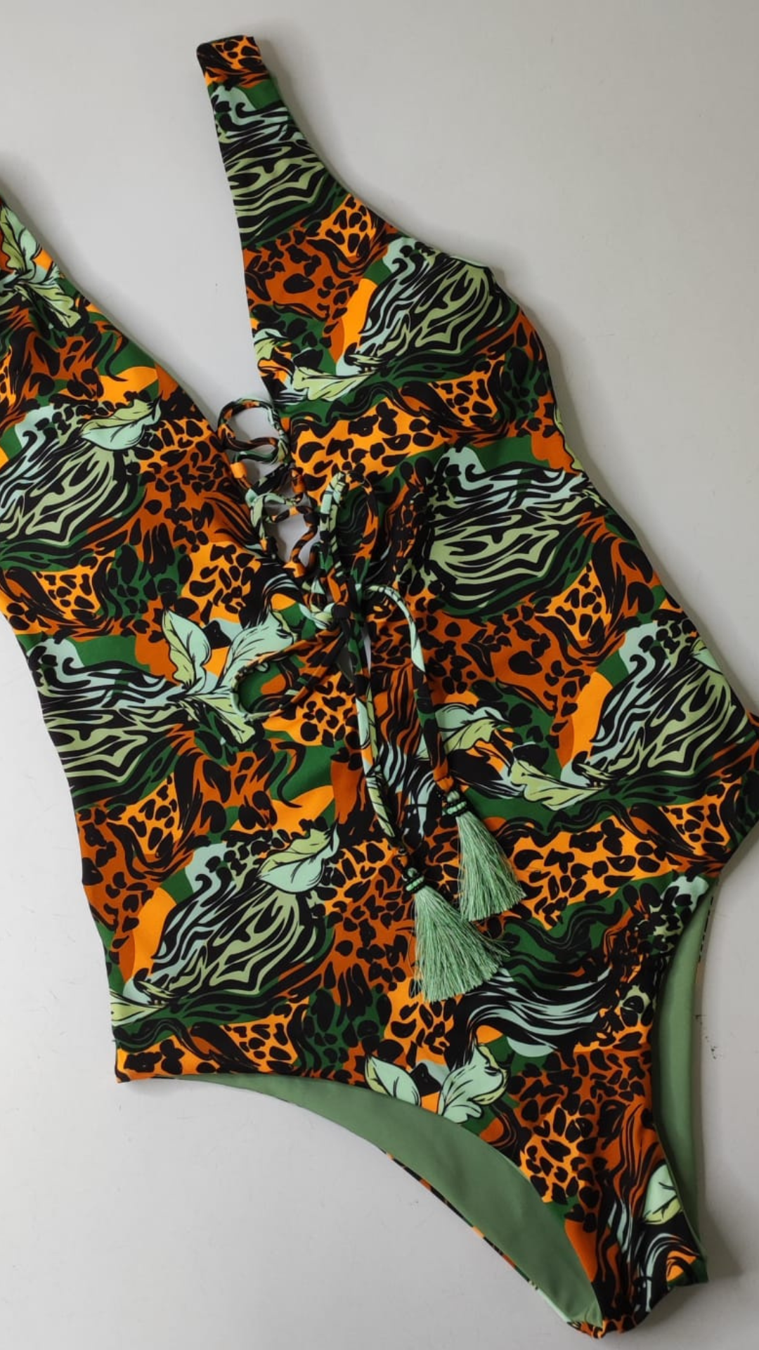 ANIMAL PRINT/OLIVE GREEN REVERSIBLE ONE PIECE SWIMSUIT