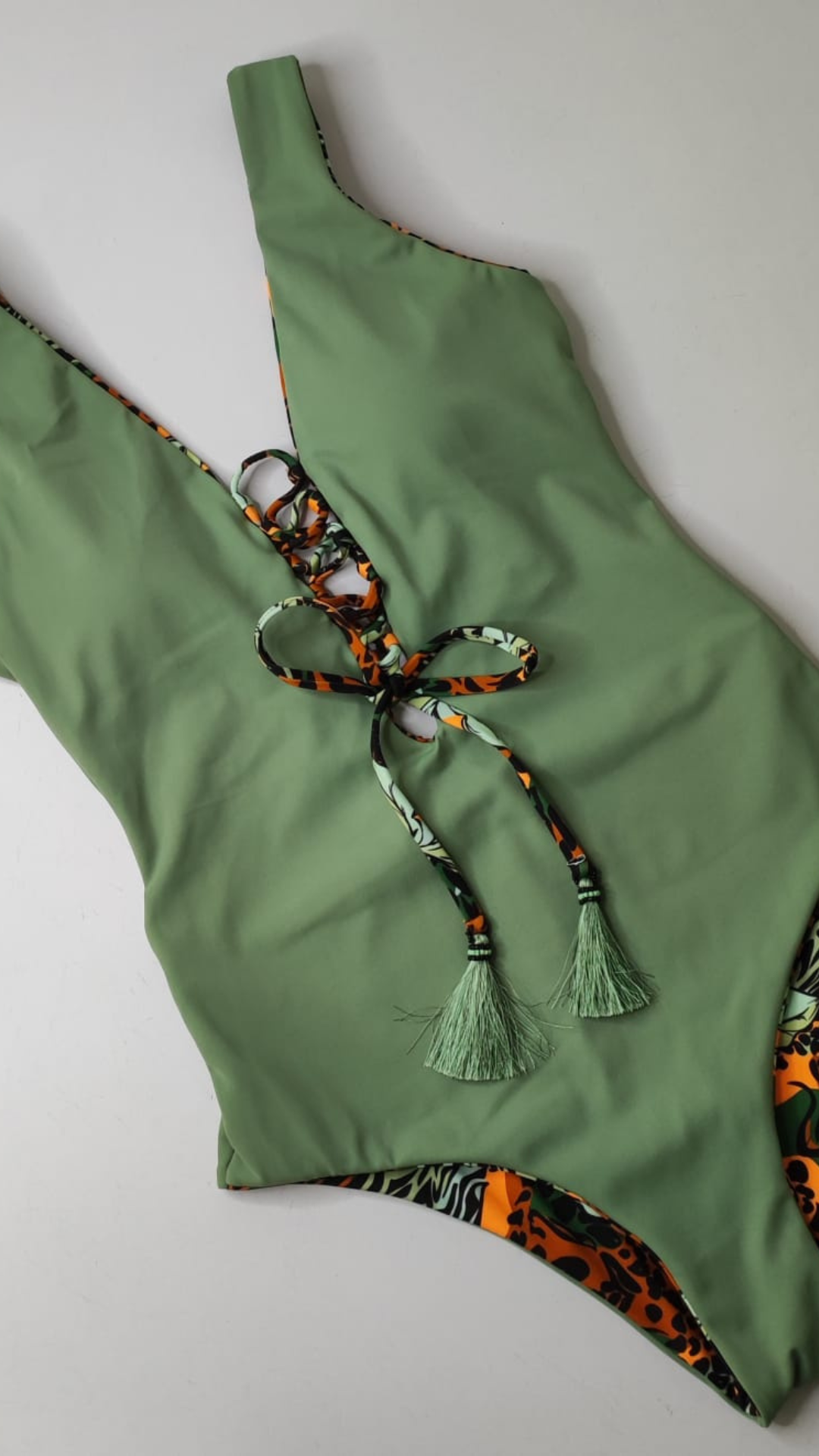 ANIMAL PRINT/OLIVE GREEN REVERSIBLE ONE PIECE SWIMSUIT